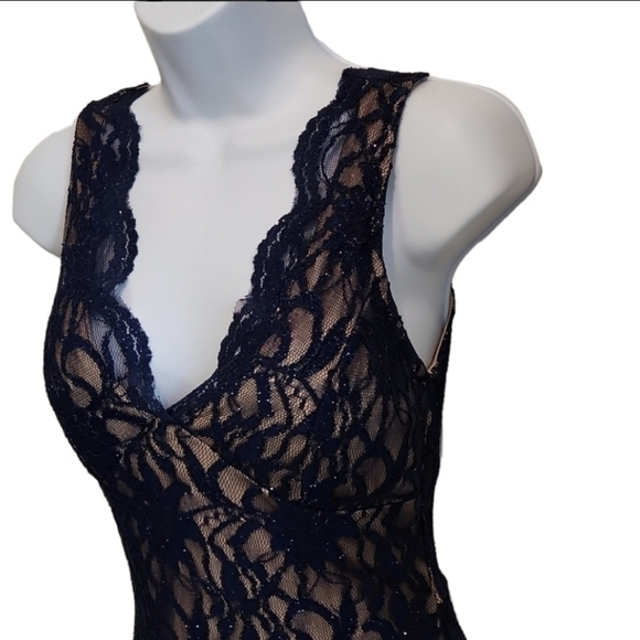 Jodi Kristopher Dresses & Skirts - 𝅺jodi Kristopher Navy Lace Sparkle Glitter Cocktail Dress